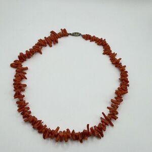 Vintage Red Coral 14in Choker Necklace 14K Gold Filled Clasp Estate Jewelry